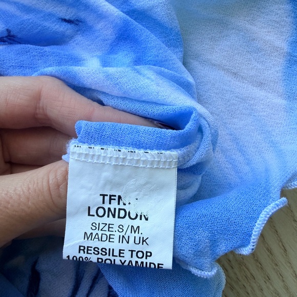 Vintage TFNC London Y2K Mesh Blue Floral Top - Picture 3 of 8